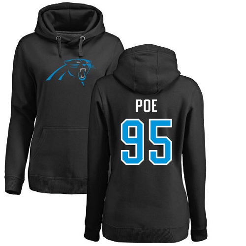 Carolina Panthers Black Women Dontari Poe Name and Number Logo NFL Football #95 Pullover Hoodie Sweatshirts